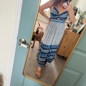 Japna Blue Bandana-Print Smocked Top